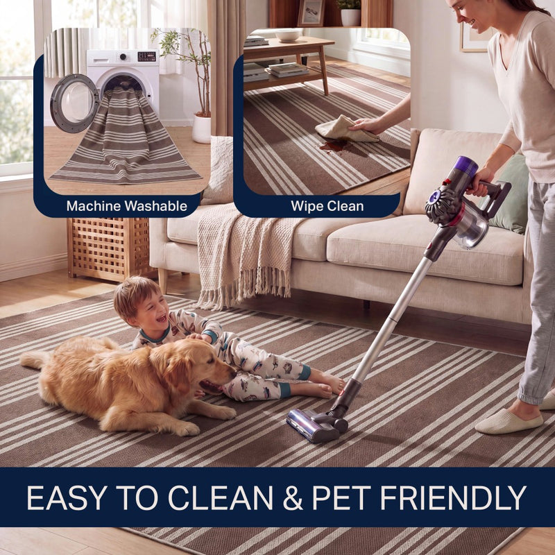 Penny Pinstripe Non-slip Machine-washable Area Rug