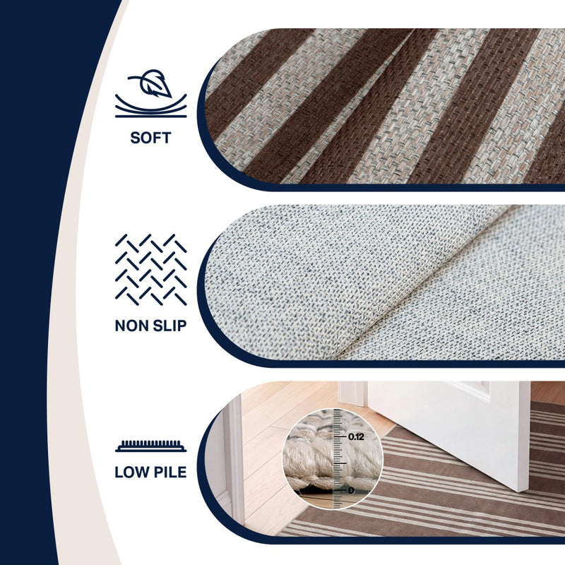 Penny Pinstripe Non-slip Machine-washable Area Rug