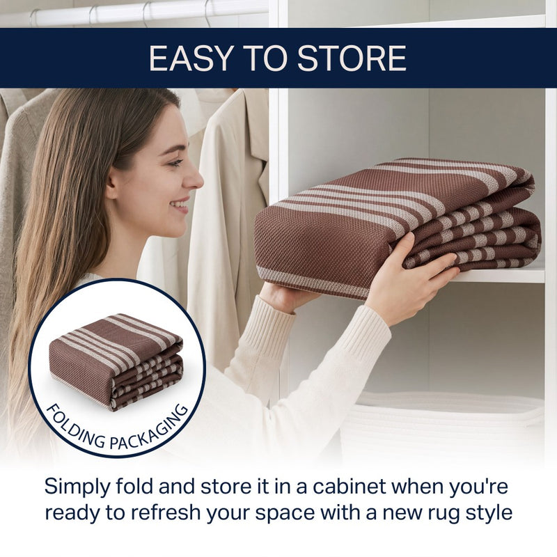 Penny Pinstripe Non-slip Machine-washable Area Rug