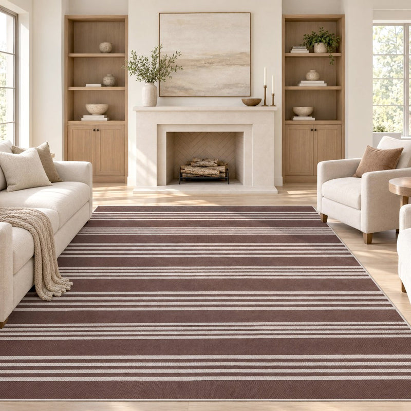 Penny Pinstripe Non-slip Machine-washable Area Rug