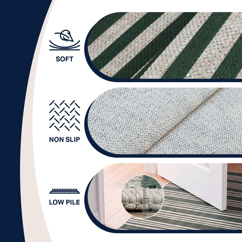 Penny Pinstripe Non-slip Machine-washable Area Rug