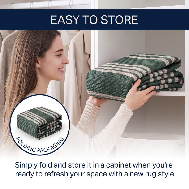 Penny Pinstripe Non-slip Machine-washable Area Rug