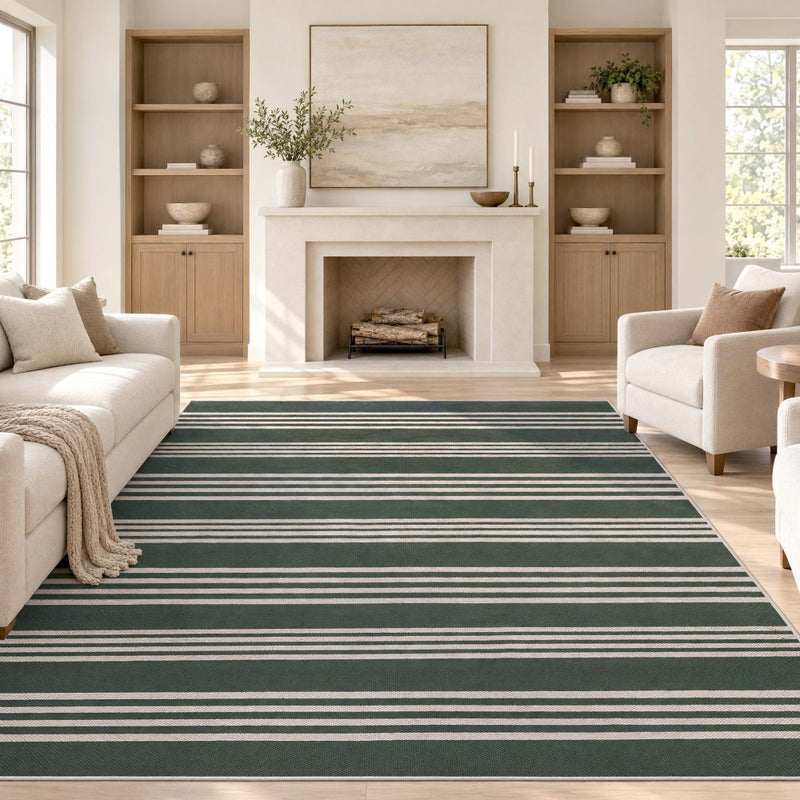 Penny Pinstripe Non-slip Machine-washable Area Rug