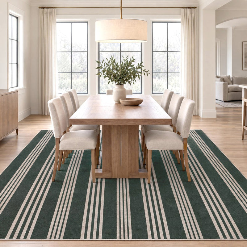 Penny Pinstripe Non-slip Machine-washable Area Rug