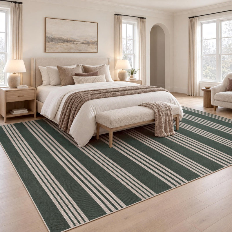 Penny Pinstripe Non-slip Machine-washable Area Rug