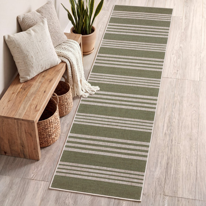 Penny Pinstripe Non-slip Machine-washable Area Rug