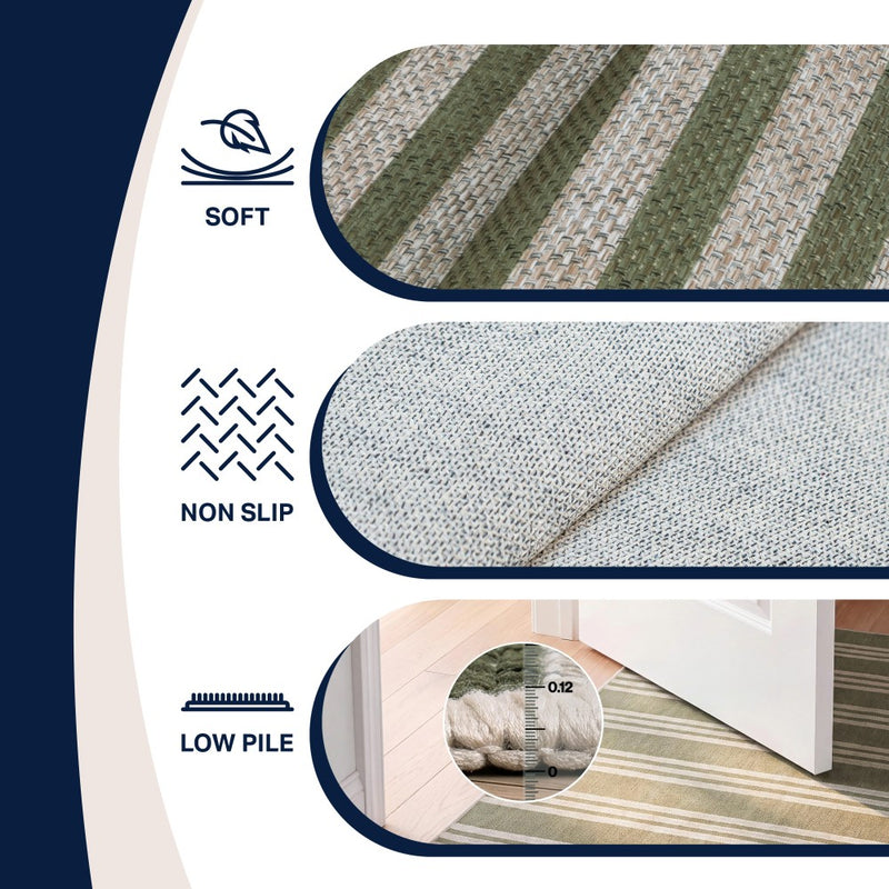 Penny Pinstripe Non-slip Machine-washable Area Rug