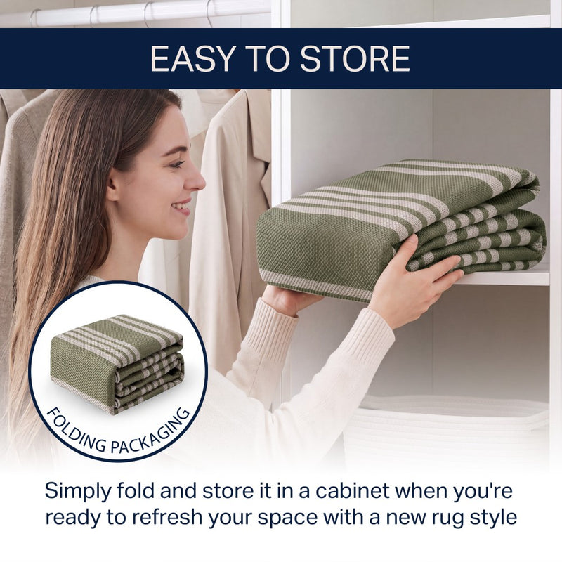 Penny Pinstripe Non-slip Machine-washable Area Rug