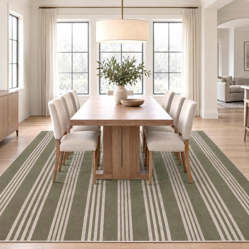 Penny Pinstripe Non-slip Machine-washable Area Rug