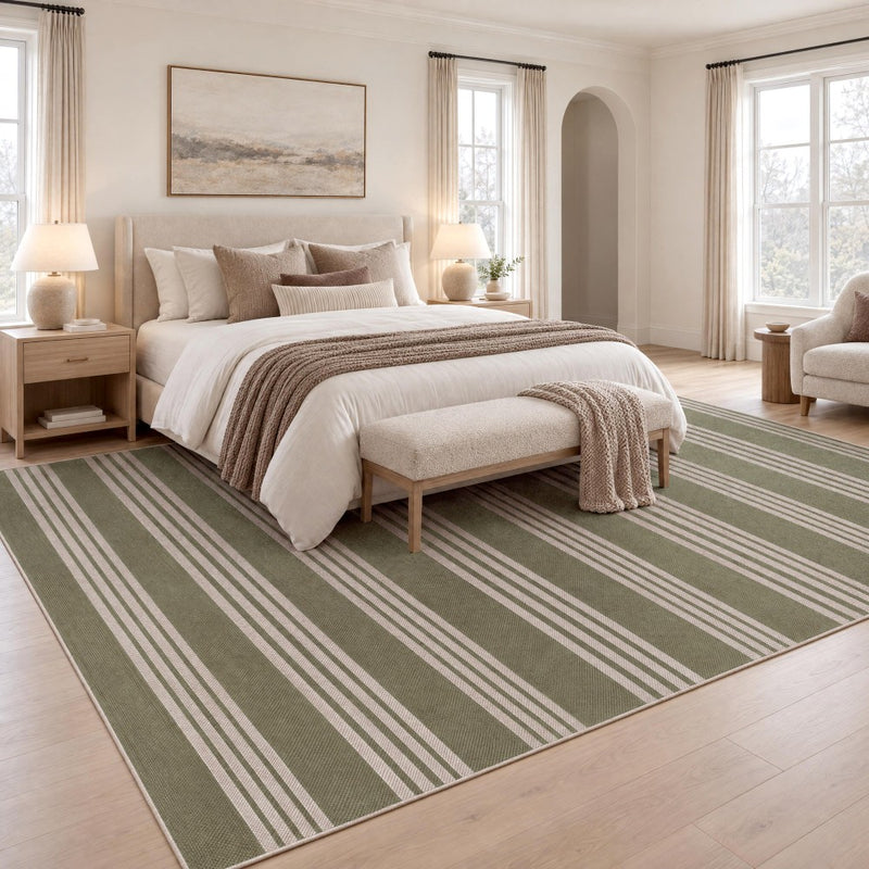 Penny Pinstripe Non-slip Machine-washable Area Rug