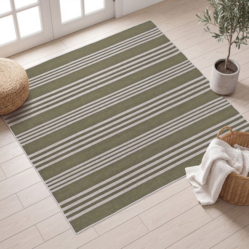 Penny Pinstripe Non-slip Machine-washable Area Rug