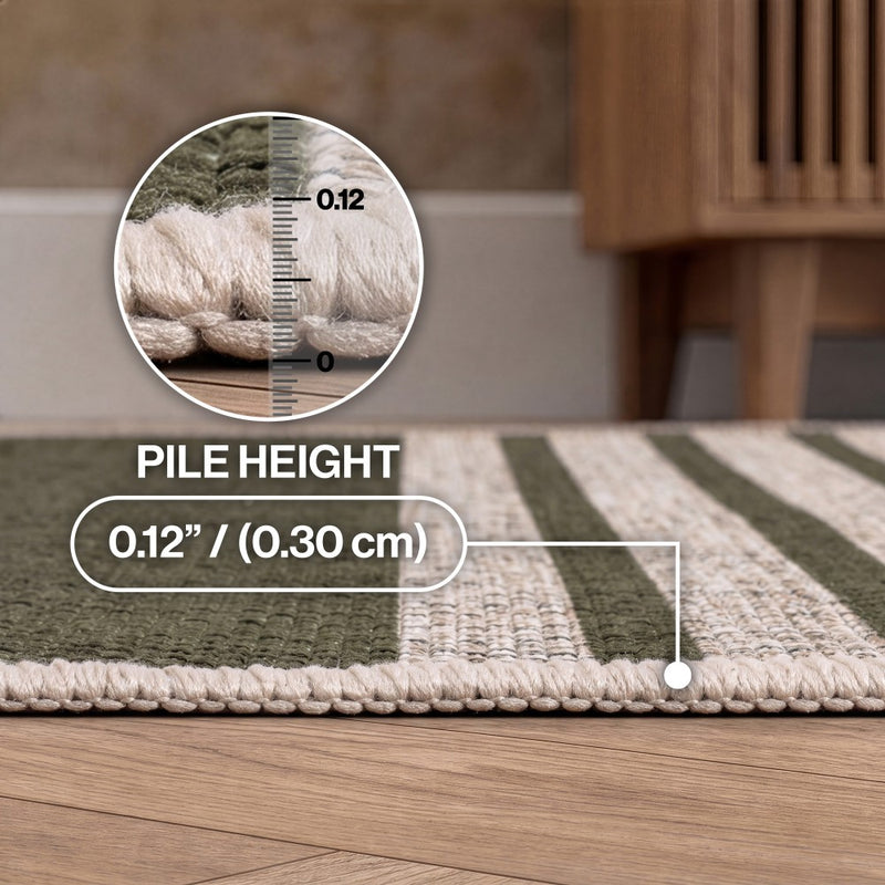 Penny Pinstripe Non-slip Machine-washable Area Rug