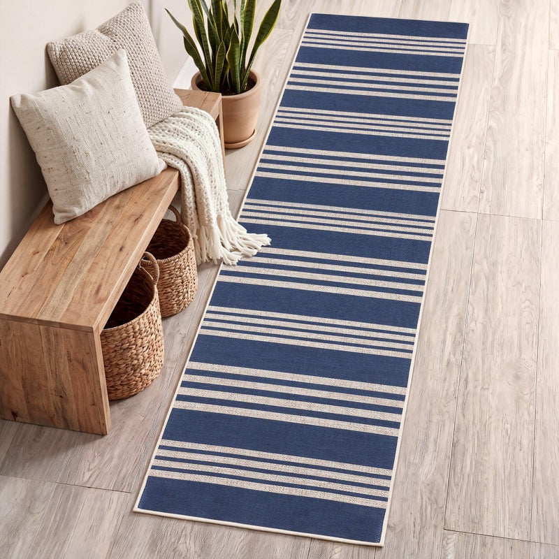 Penny Pinstripe Non-slip Machine-washable Area Rug