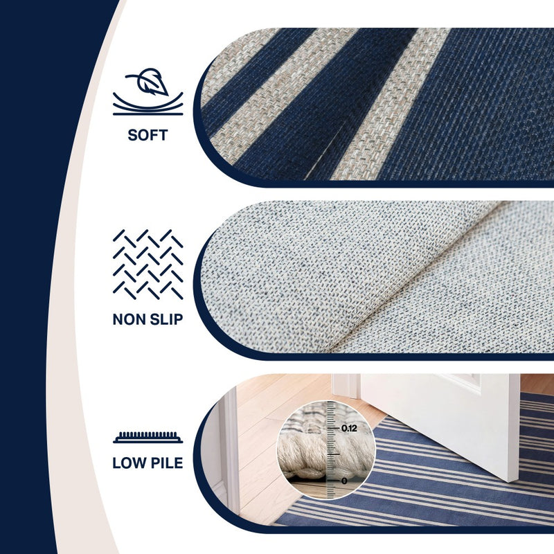 Penny Pinstripe Non-slip Machine-washable Area Rug