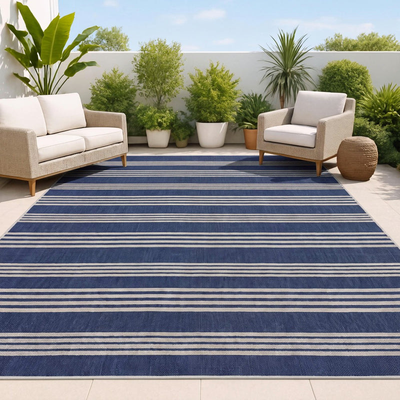 Penny Pinstripe Non-slip Machine-washable Area Rug
