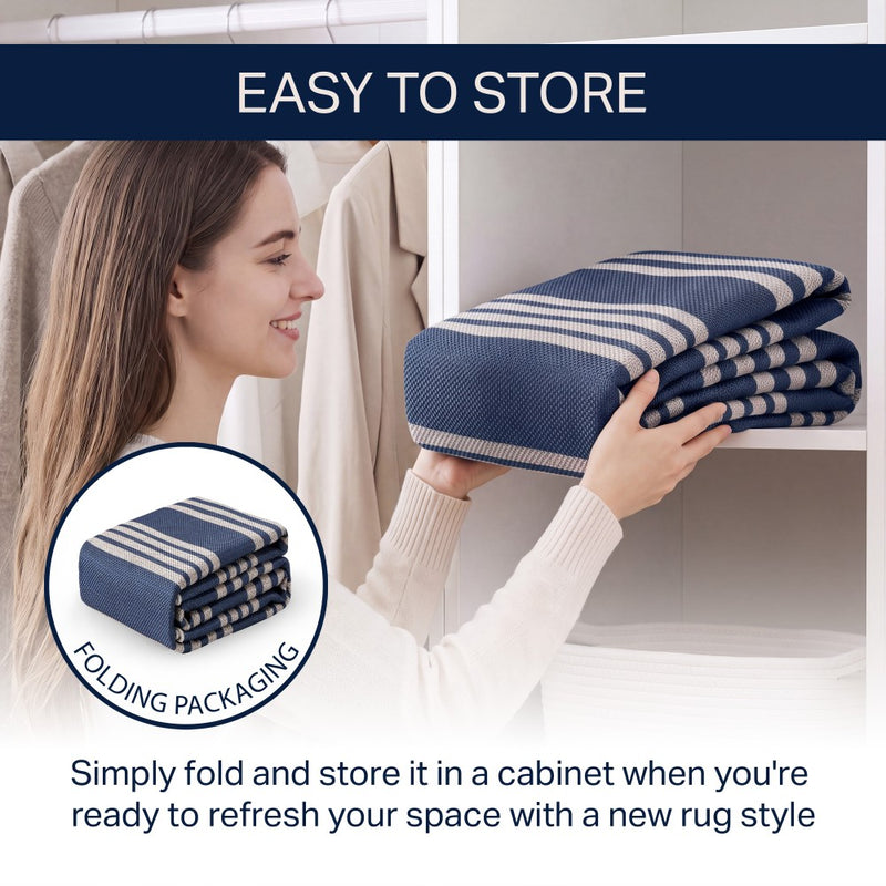 Penny Pinstripe Non-slip Machine-washable Area Rug