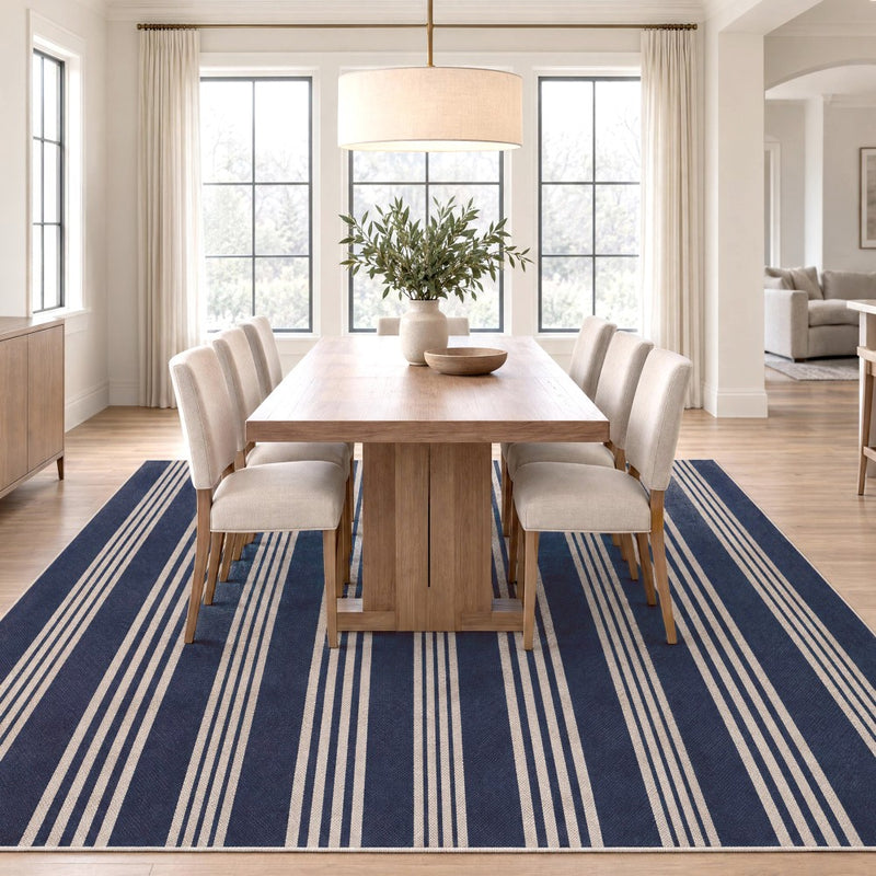 Penny Pinstripe Non-slip Machine-washable Area Rug