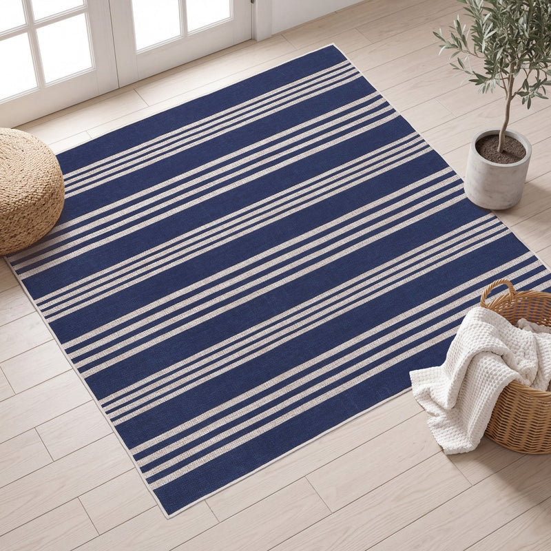 Penny Pinstripe Non-slip Machine-washable Area Rug