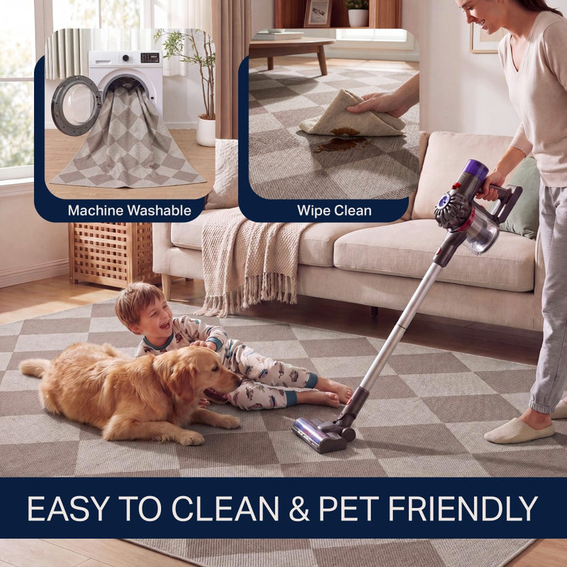 Evoke Diamond Non-slip Machine-washable Area Rug