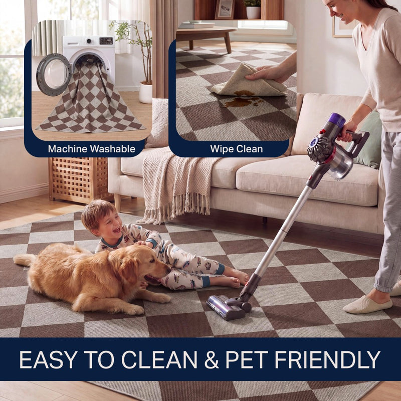 Evoke Diamond Non-slip Machine-washable Area Rug