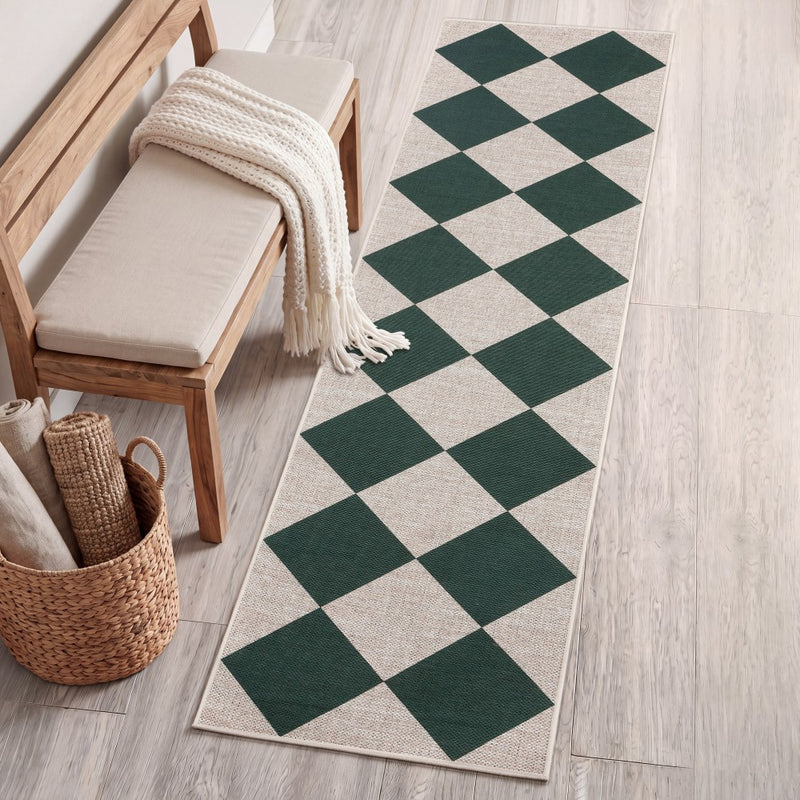 Evoke Diamond Non-slip Machine-washable Area Rug