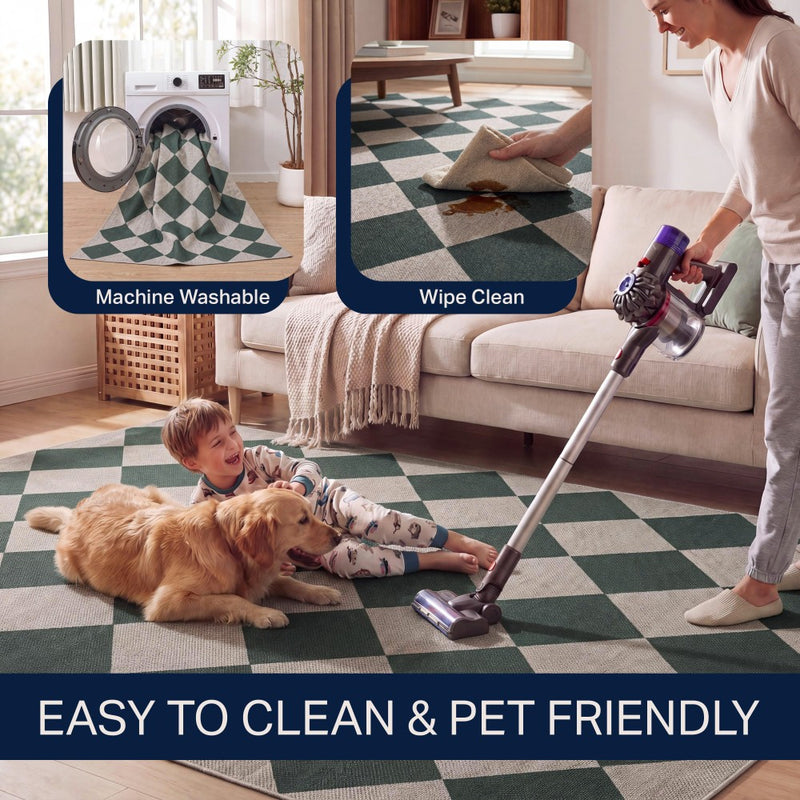 Evoke Diamond Non-slip Machine-washable Area Rug