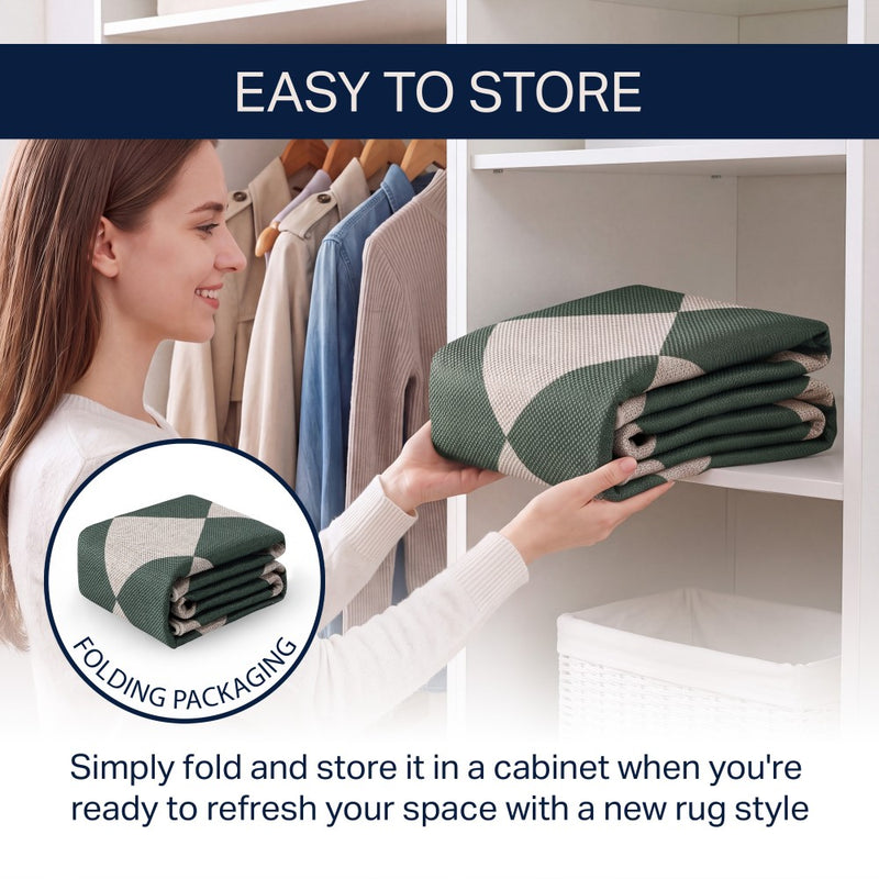 Evoke Diamond Non-slip Machine-washable Area Rug