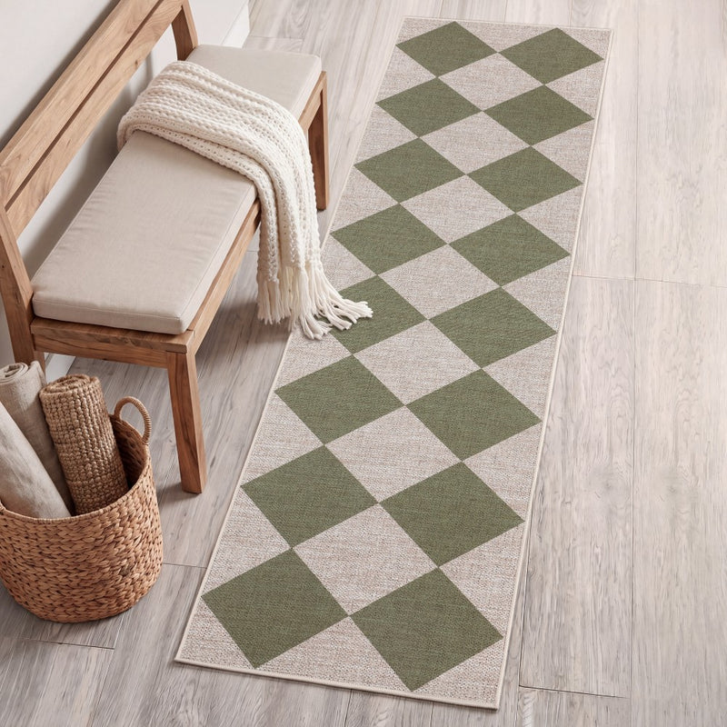 Evoke Diamond Non-slip Machine-washable Area Rug