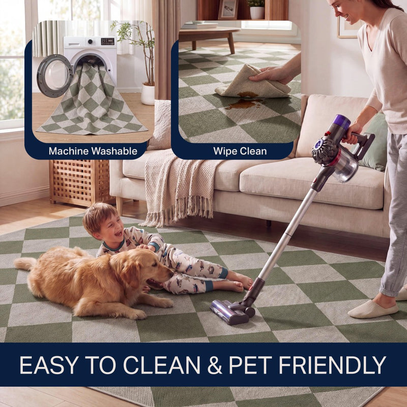 Evoke Diamond Non-slip Machine-washable Area Rug