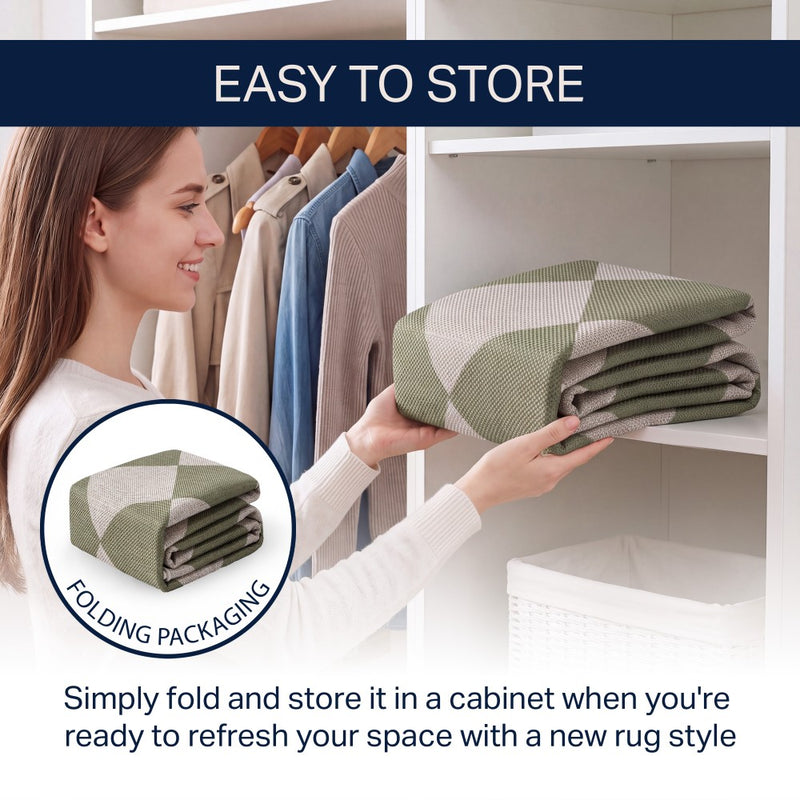 Evoke Diamond Non-slip Machine-washable Area Rug