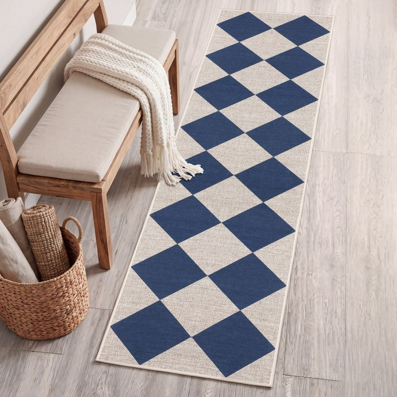 Evoke Diamond Non-slip Machine-washable Area Rug