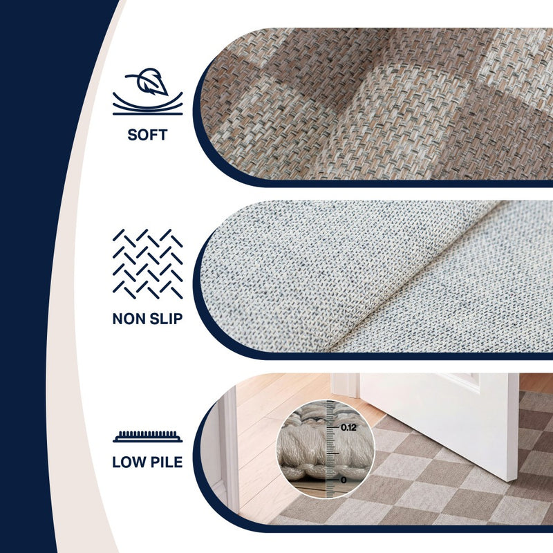 Rook Checkerboard Non-slip Machine-washable Area Rug