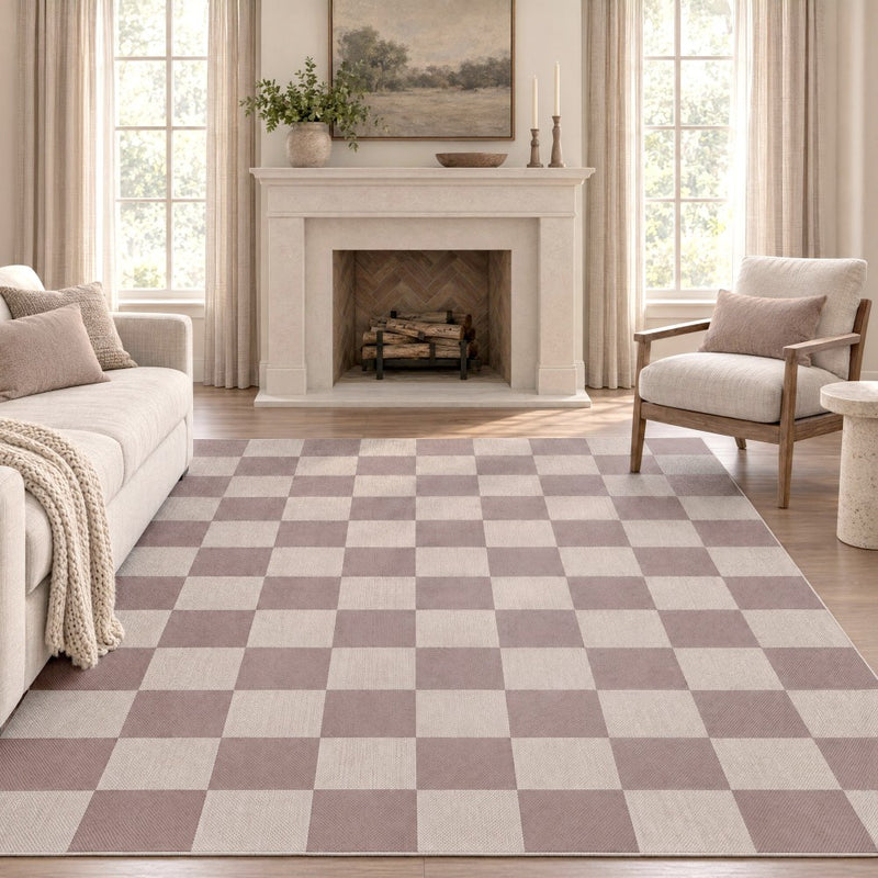 Rook Checkerboard Non-slip Machine-washable Area Rug