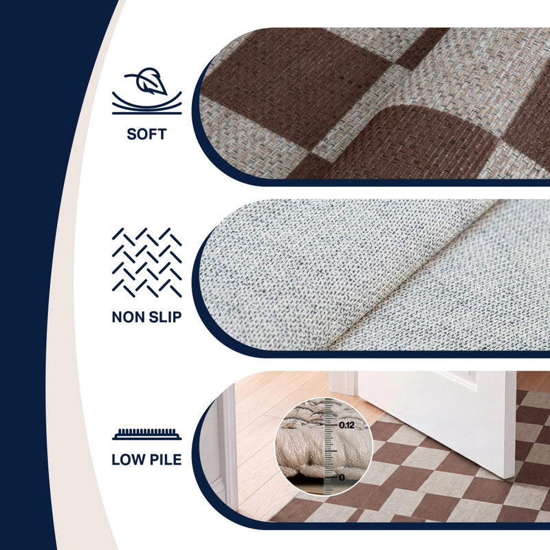 Rook Checkerboard Non-slip Machine-washable Area Rug
