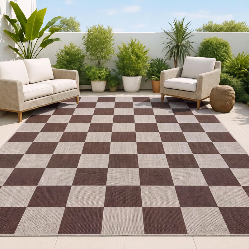 Rook Checkerboard Non-slip Machine-washable Area Rug
