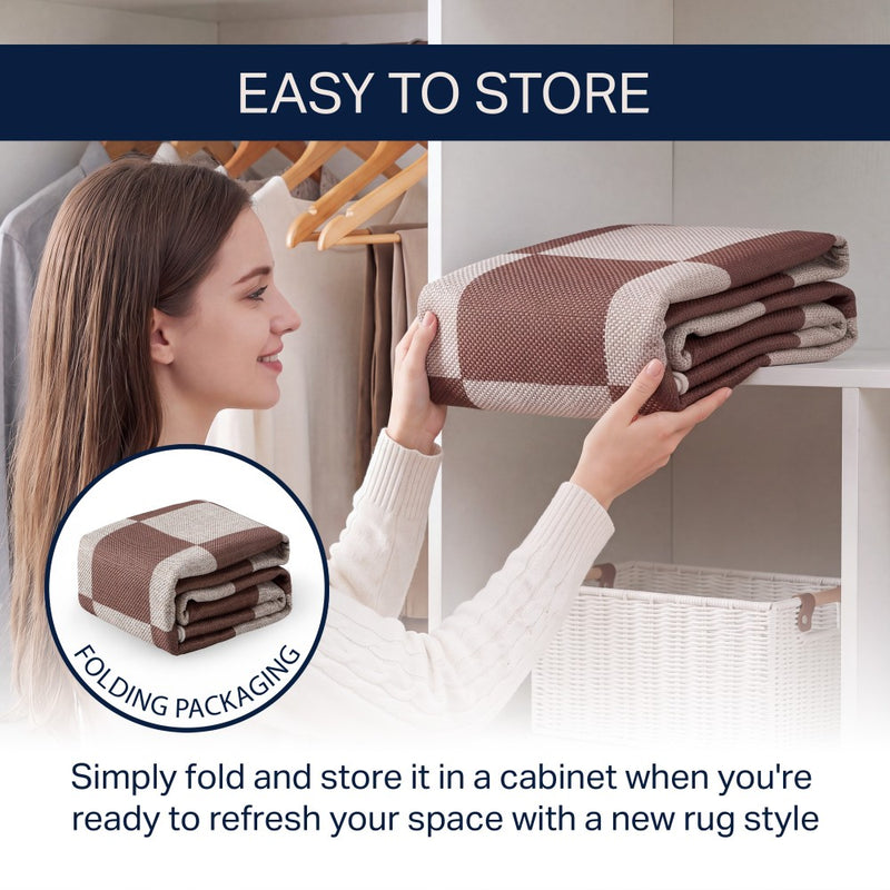 Rook Checkerboard Non-slip Machine-washable Area Rug