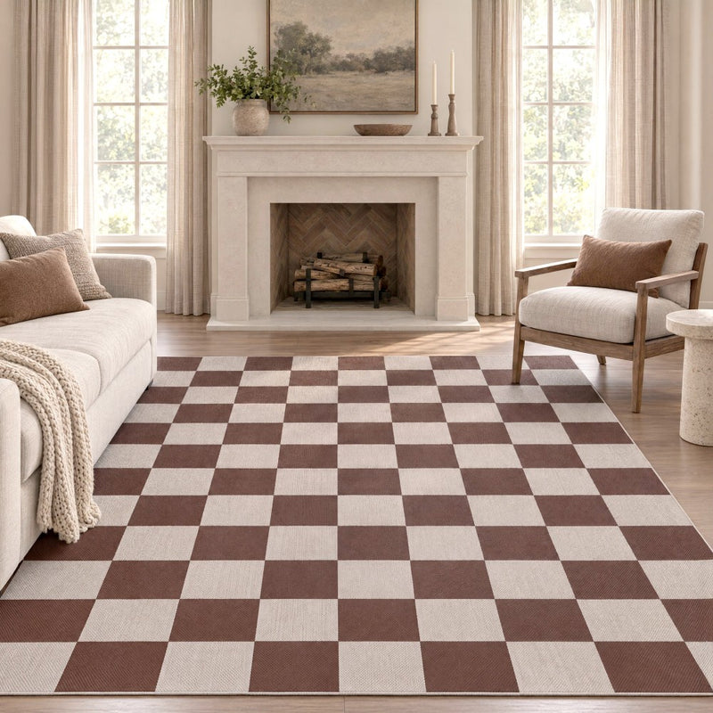 Rook Checkerboard Non-slip Machine-washable Area Rug