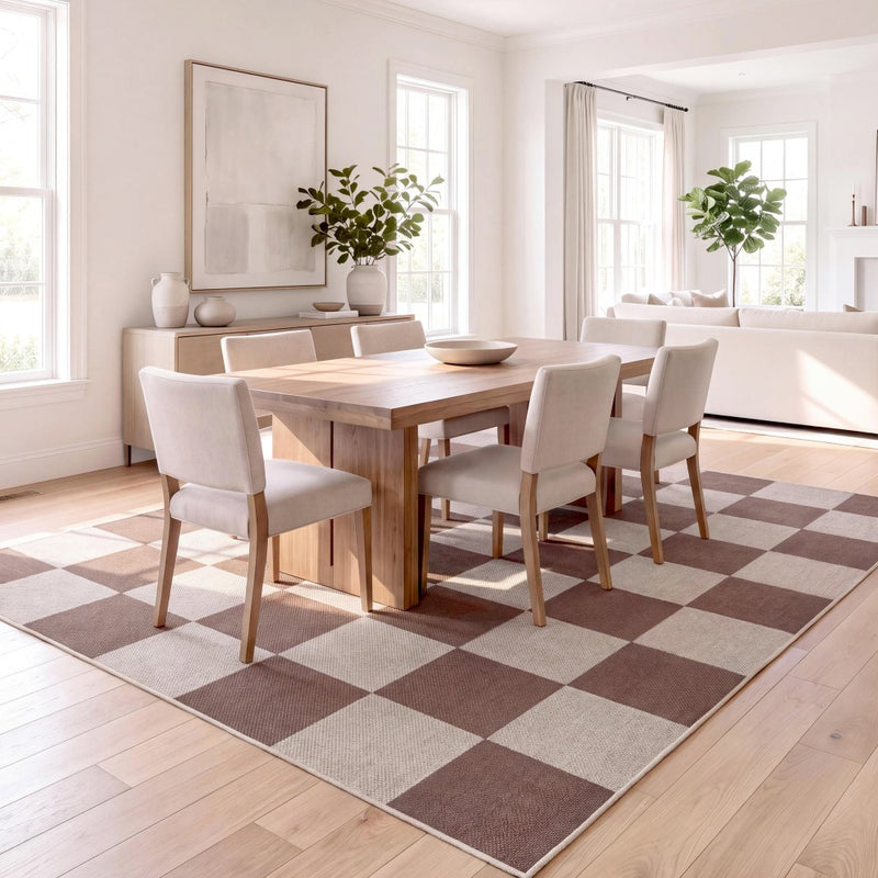 Rook Checkerboard Non-slip Machine-washable Area Rug