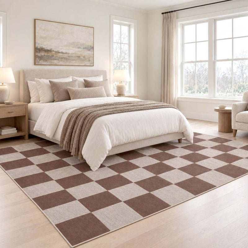 Rook Checkerboard Non-slip Machine-washable Area Rug