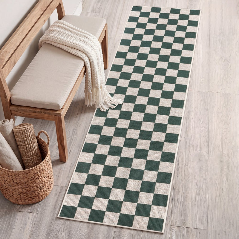 Rook Checkerboard Non-slip Machine-washable Area Rug