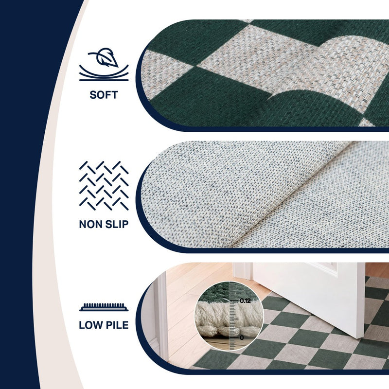 Rook Checkerboard Non-slip Machine-washable Area Rug