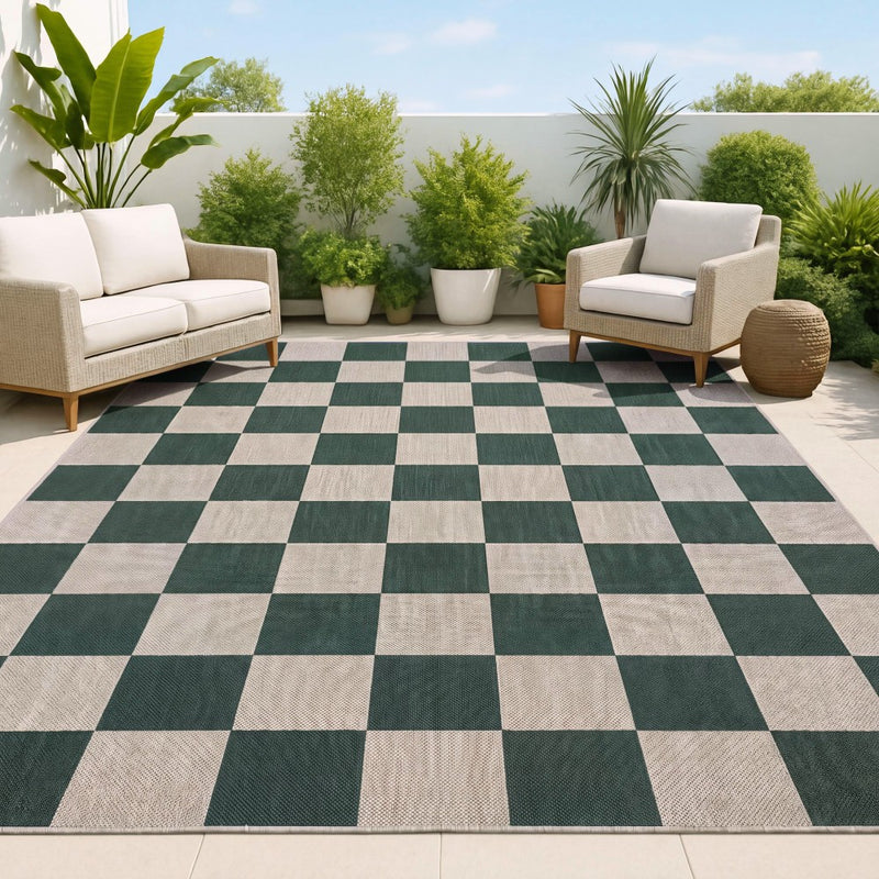 Rook Checkerboard Non-slip Machine-washable Area Rug