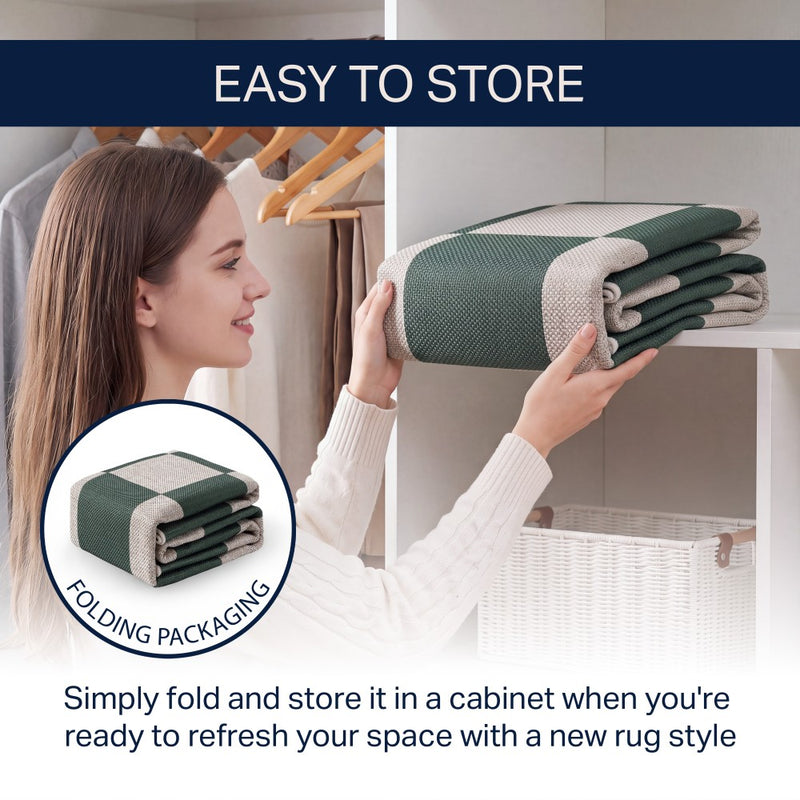 Rook Checkerboard Non-slip Machine-washable Area Rug
