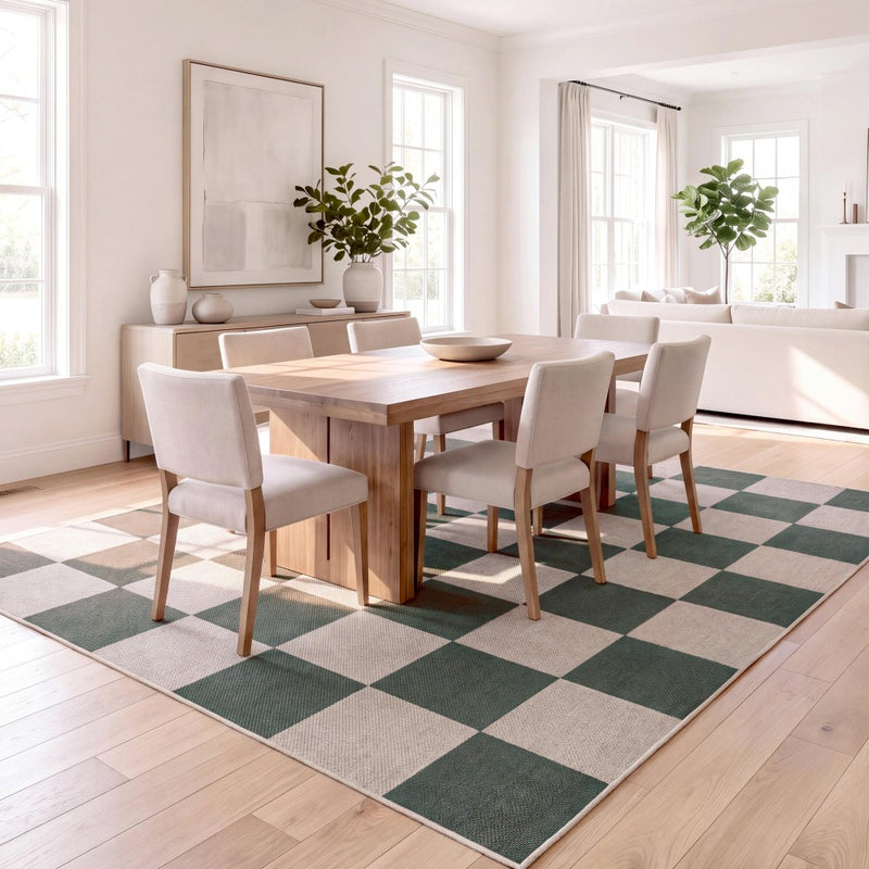 Rook Checkerboard Non-slip Machine-washable Area Rug