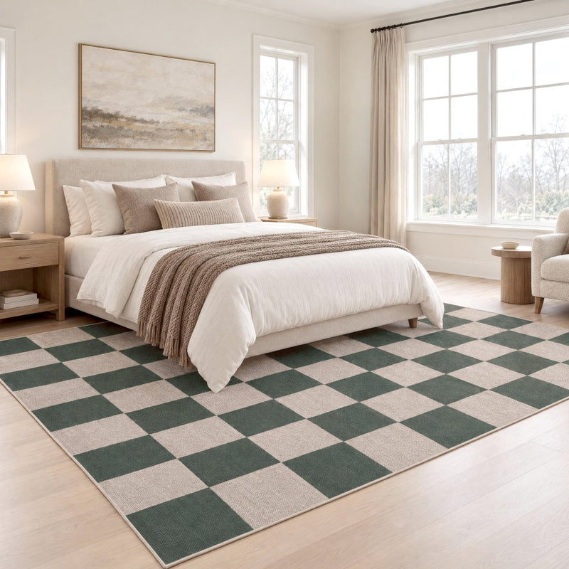 Rook Checkerboard Non-slip Machine-washable Area Rug