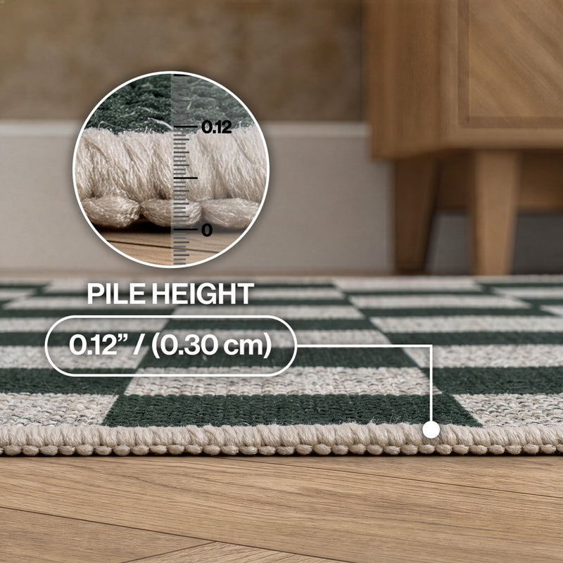 Rook Checkerboard Non-slip Machine-washable Area Rug