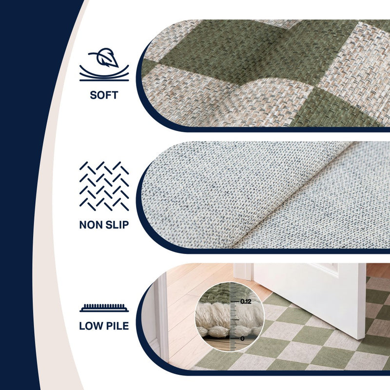 Rook Checkerboard Non-slip Machine-washable Area Rug