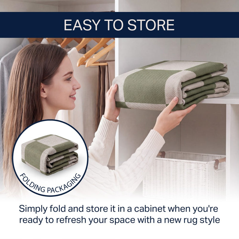 Rook Checkerboard Non-slip Machine-washable Area Rug