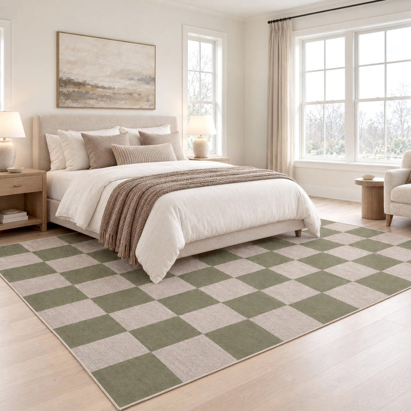Rook Checkerboard Non-slip Machine-washable Area Rug