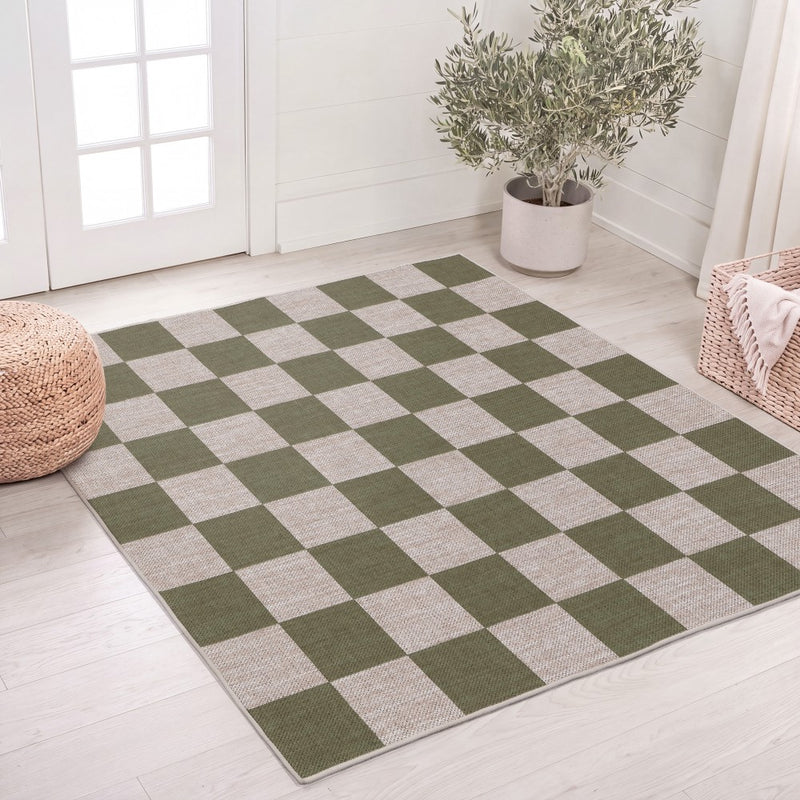 Rook Checkerboard Non-slip Machine-washable Area Rug